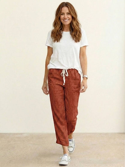 Brielle | Drawstring Straight-Leg Trousers with Adjustable Waist