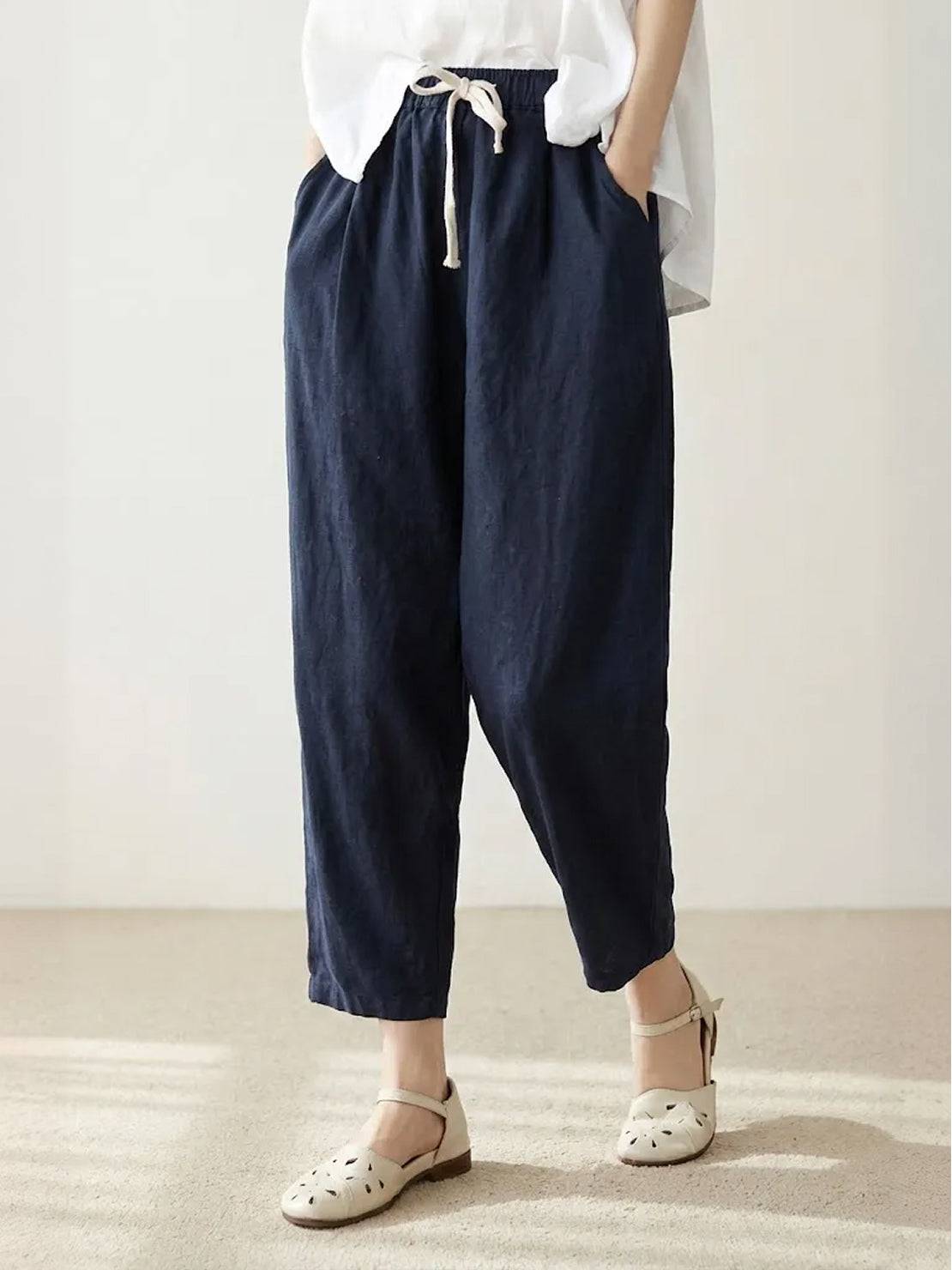 Brielle | Drawstring Straight-Leg Trousers with Adjustable Waist
