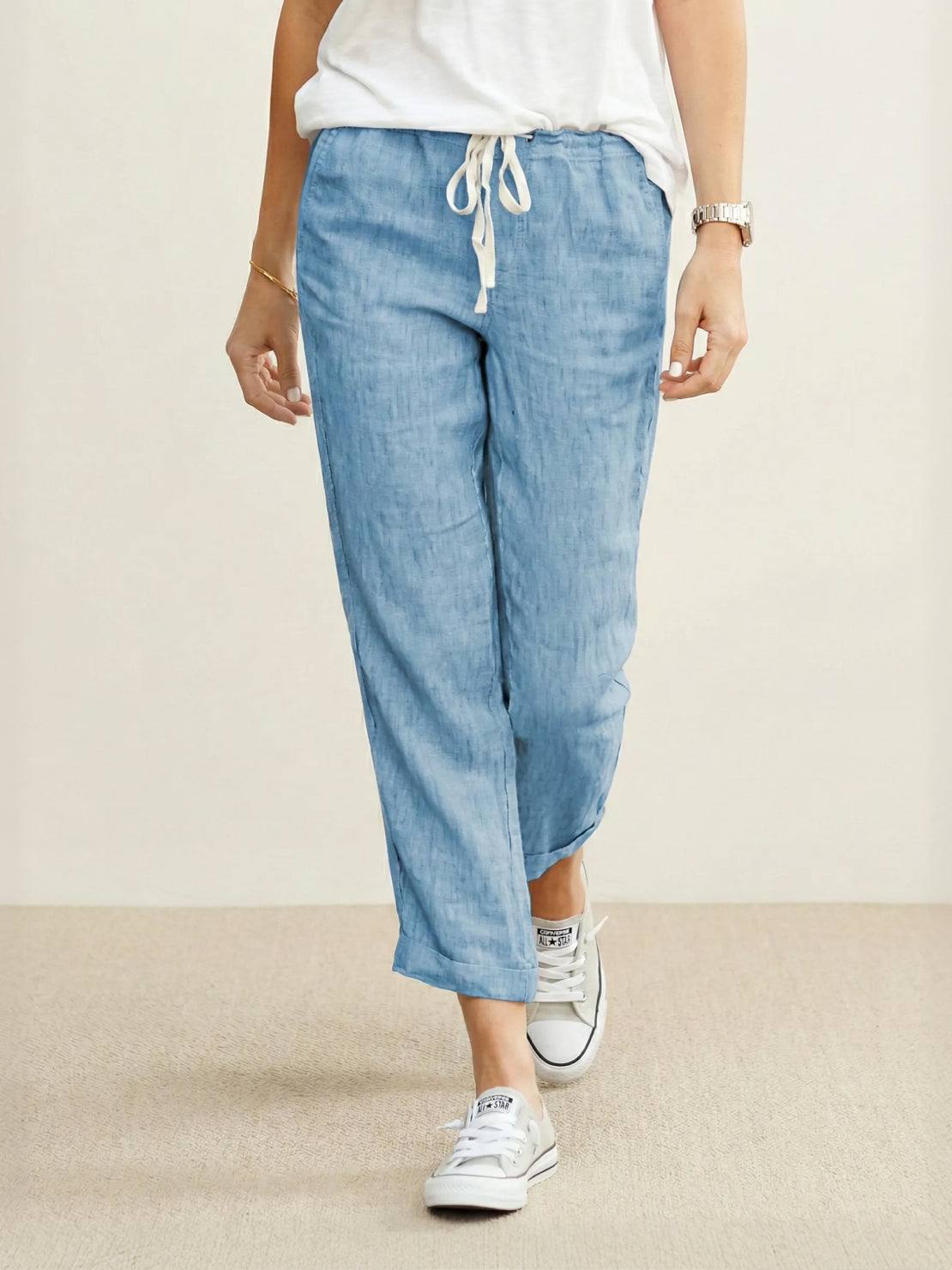 Brielle | Drawstring Straight-Leg Trousers with Adjustable Waist
