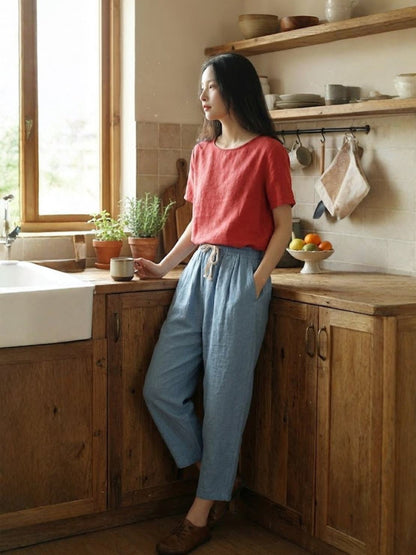 Brielle | Drawstring Straight-Leg Trousers with Adjustable Waist