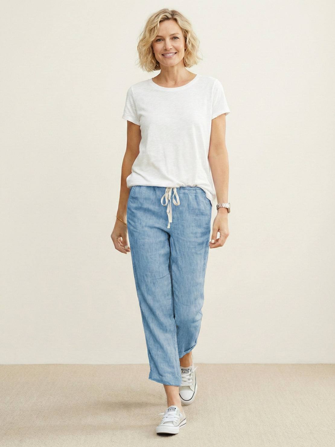 Brielle | Drawstring Straight-Leg Trousers with Adjustable Waist