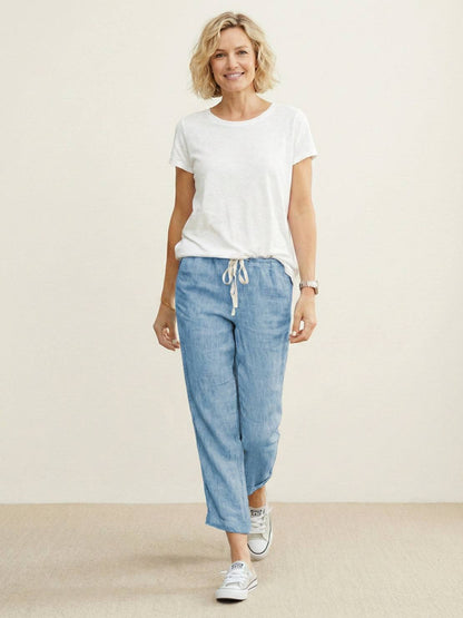 Brielle | Drawstring Straight-Leg Trousers with Adjustable Waist