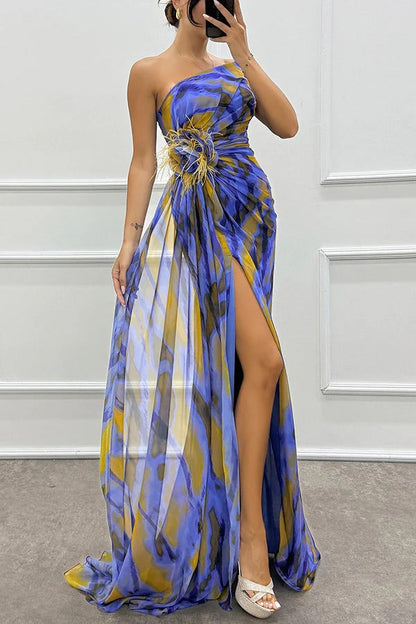 Elegant Vibrant Flowy A-Line Maxi Dress for Women's Wedding Guests