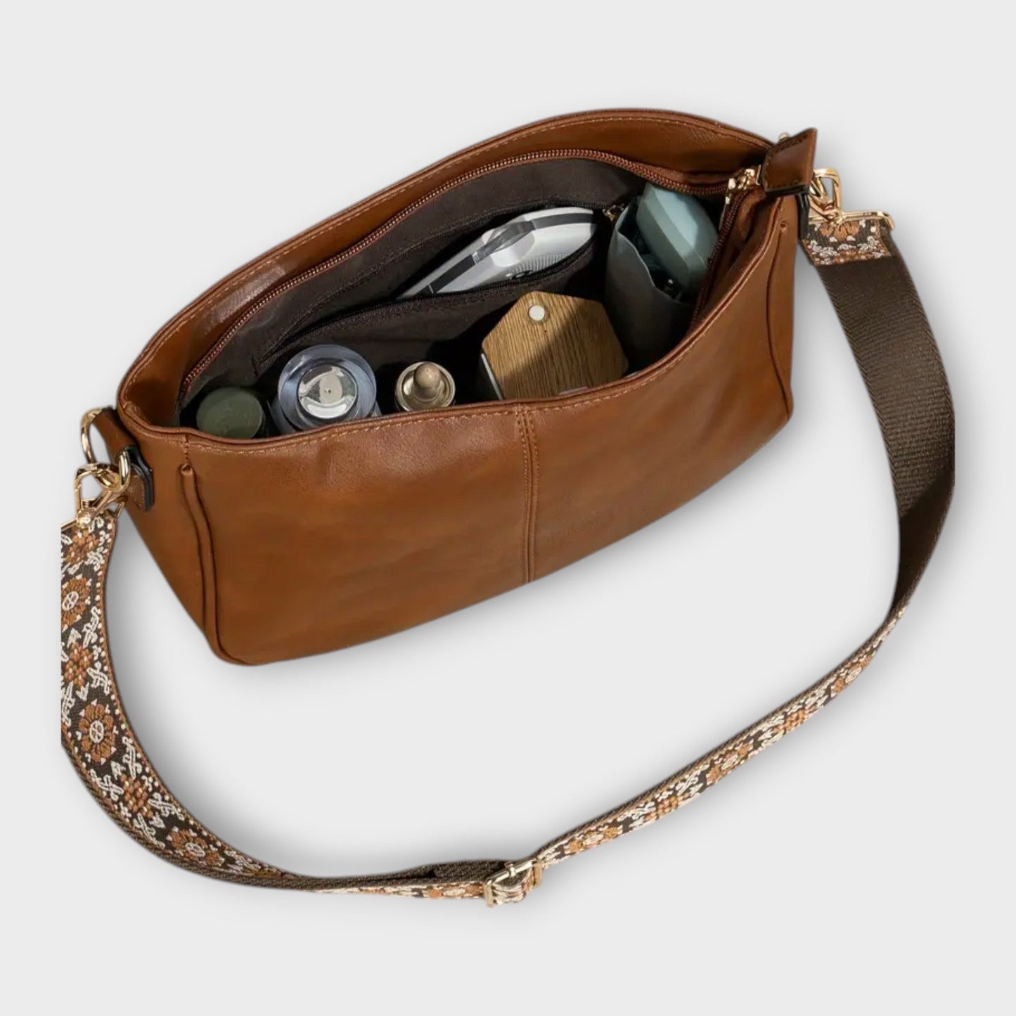 Women's Bohemian-Style Shoulder Bag with Adjustable Strap and Spacious Interior