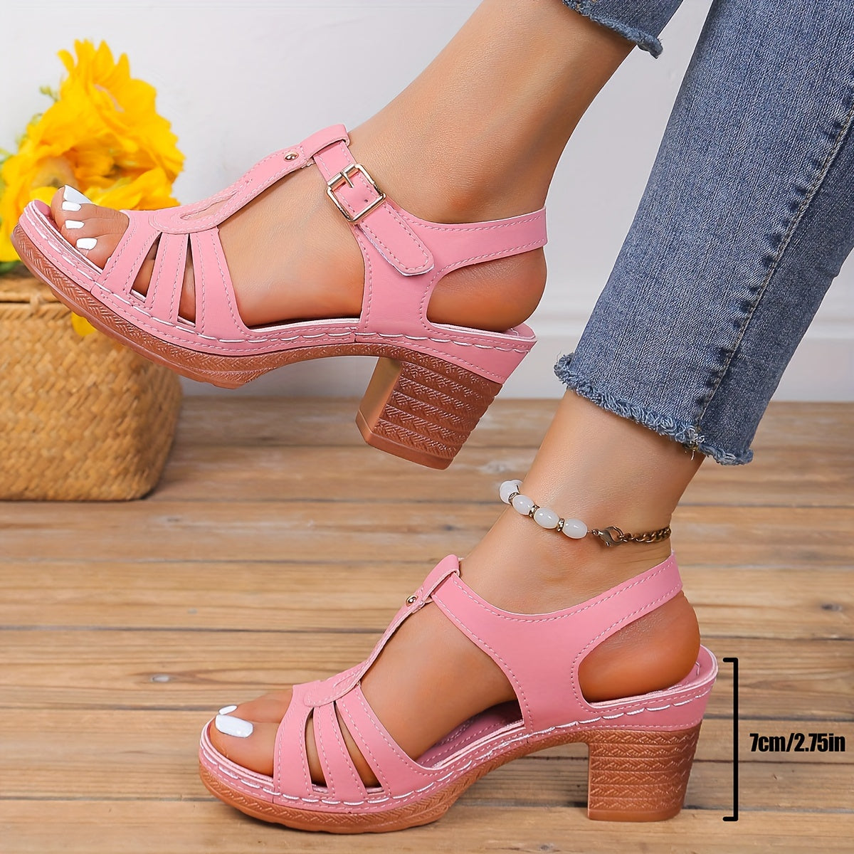Women's Adjustable Buckle Sandals with Cushioned Footbed and Secure Fit