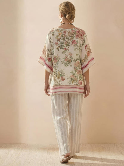 Wren | Striped Two-Piece Set with Wide-Leg Trousers and Tee