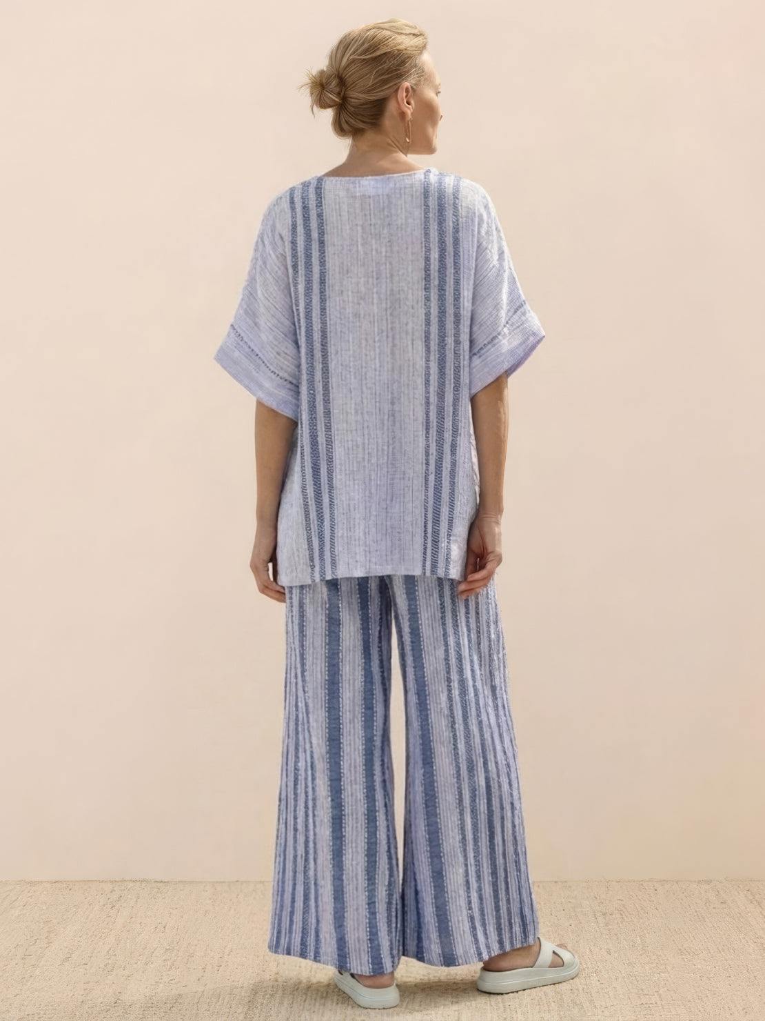 Wren | Striped Two-Piece Set with Wide-Leg Trousers and Tee
