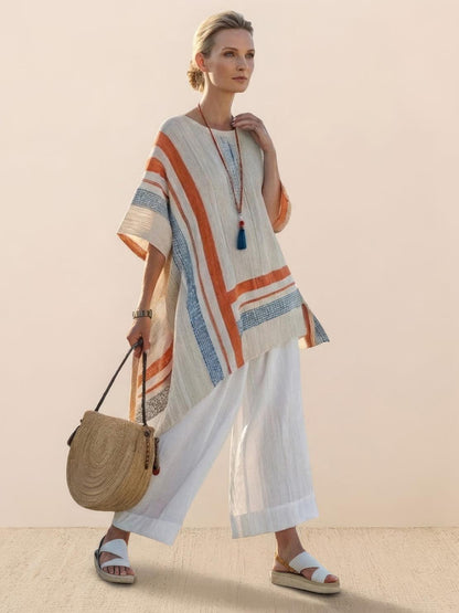 Wren | Striped Two-Piece Set with Wide-Leg Trousers and Tee
