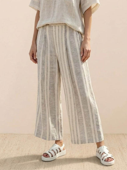 Wren | Striped Two-Piece Set with Wide-Leg Trousers and Tee