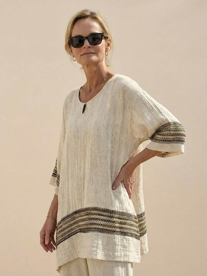 Wren | Striped Two-Piece Set with Wide-Leg Trousers and Tee