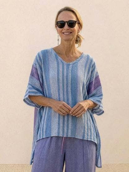 Wren | Striped Two-Piece Set with Wide-Leg Trousers and Tee