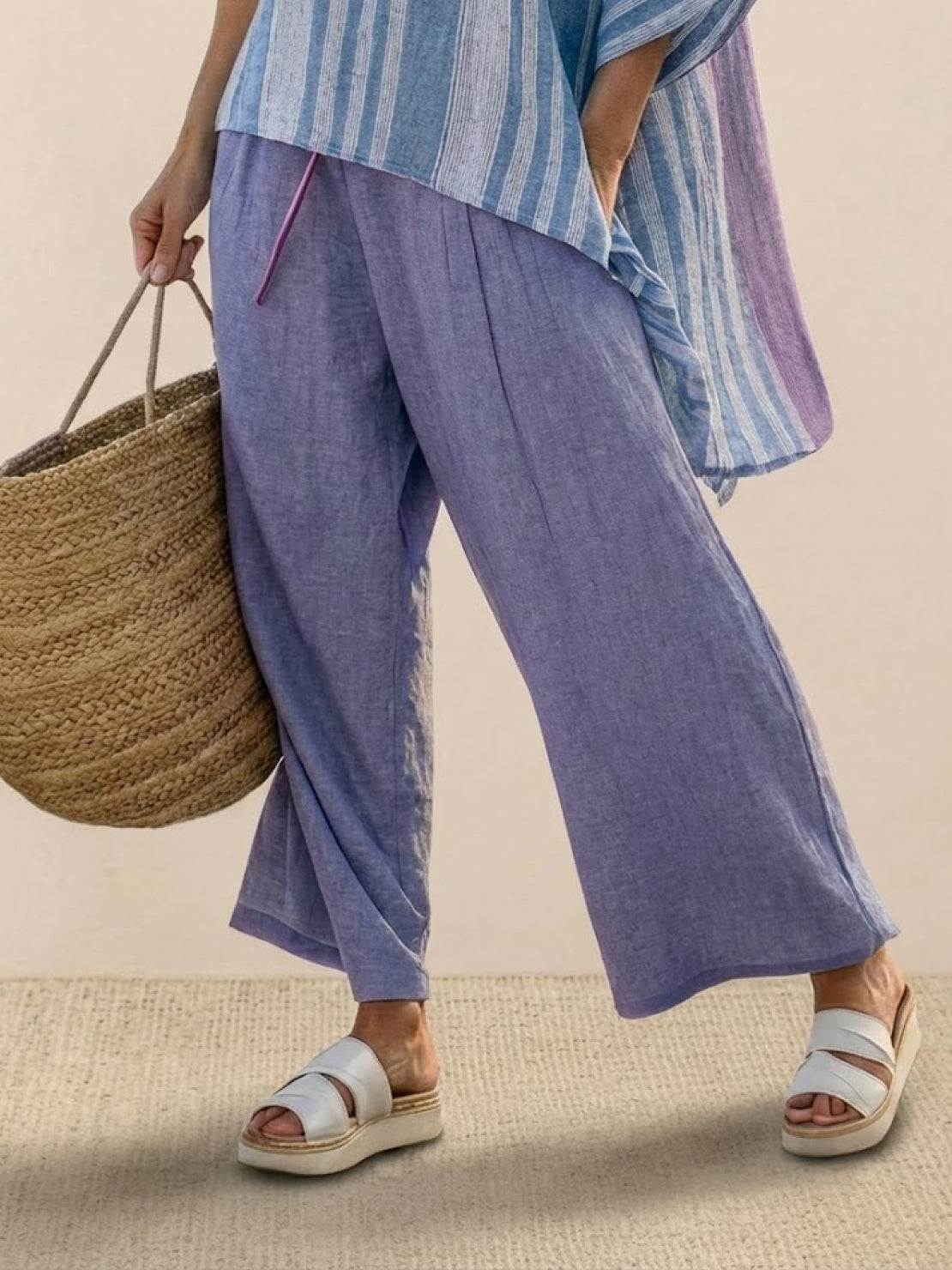 Wren | Striped Two-Piece Set with Wide-Leg Trousers and Tee