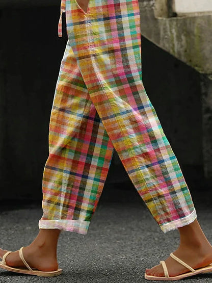 Quinn | Checkered Trousers with Relaxed Fit and Adjustable Waist