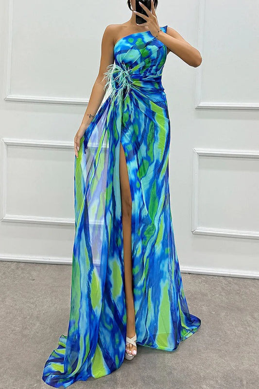 Elegant Vibrant Flowy A-Line Maxi Dress for Women's Wedding Guests