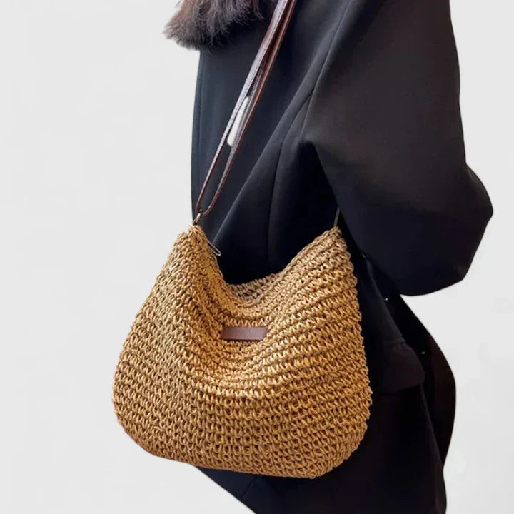 Women's Shoulder Bag with Natural Material and Versatile Design