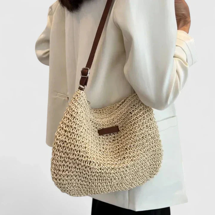 Women's Shoulder Bag with Natural Material and Versatile Design