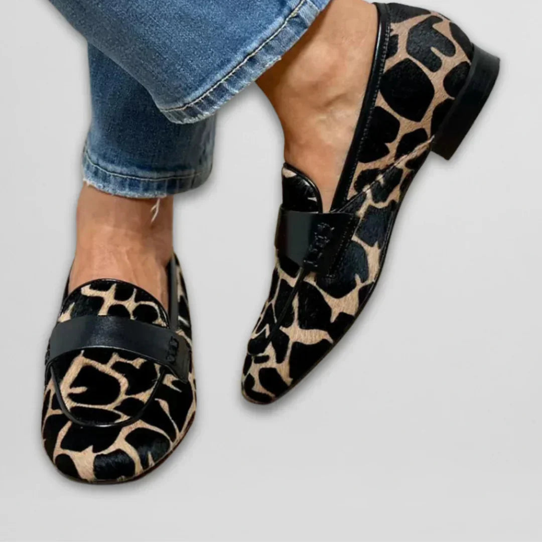 Women's Cow Print Loafers with Comfortable Fit and Versatile Design