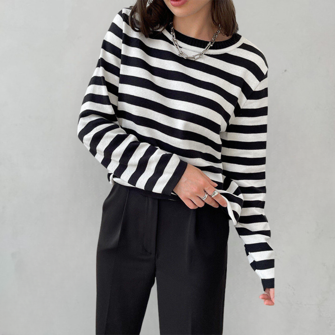 Women's Striped Summer T-Shirt with Short Sleeves and Soft Fabric