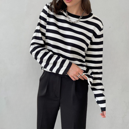 Women's Striped Summer T-Shirt with Short Sleeves and Soft Fabric