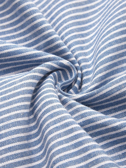 Women's Striped Midi Dress with Button Details and Classic Design