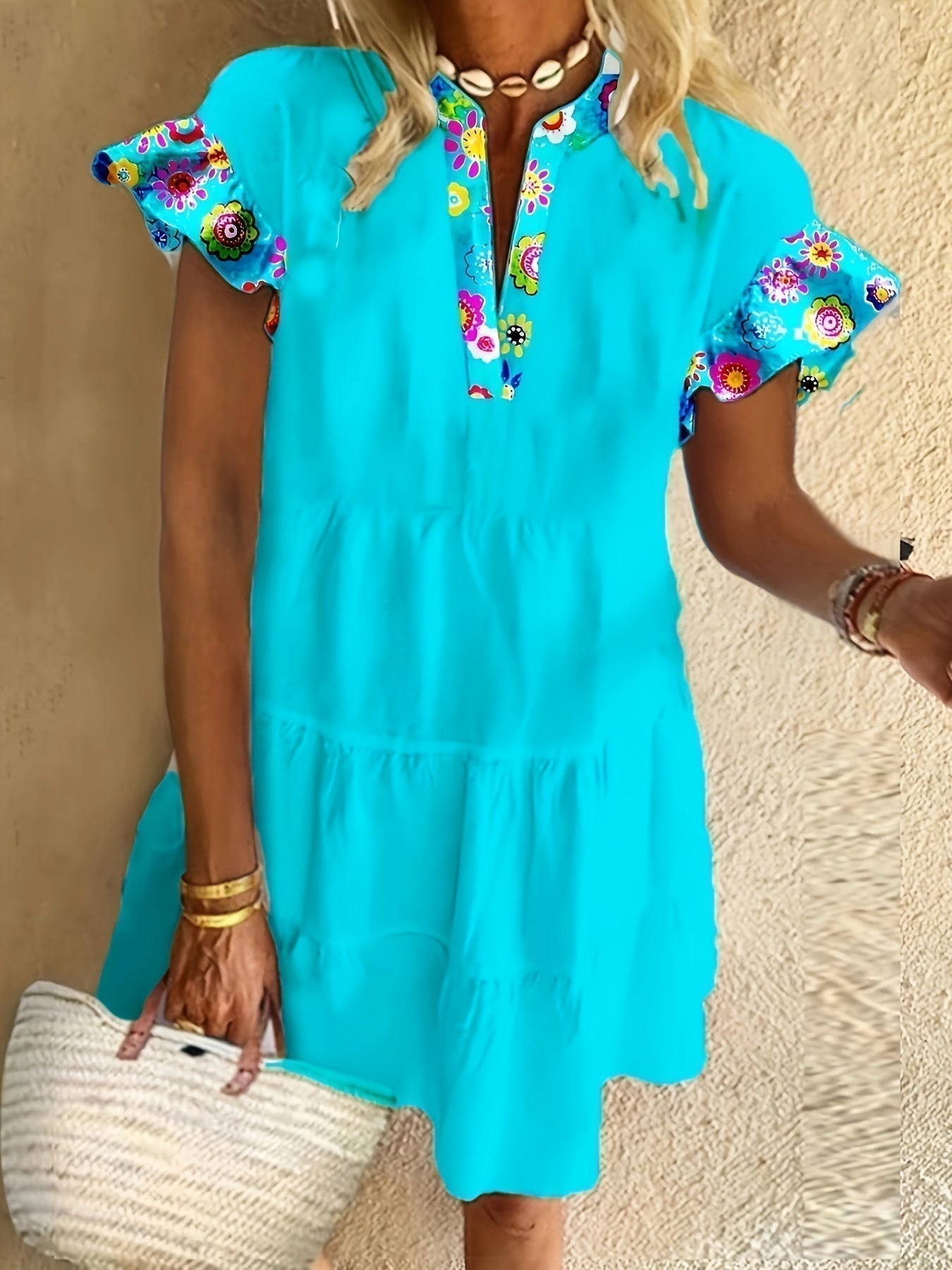Women's Flowy Cocktail Dress with Adjustable Straps and A-Line Silhouette