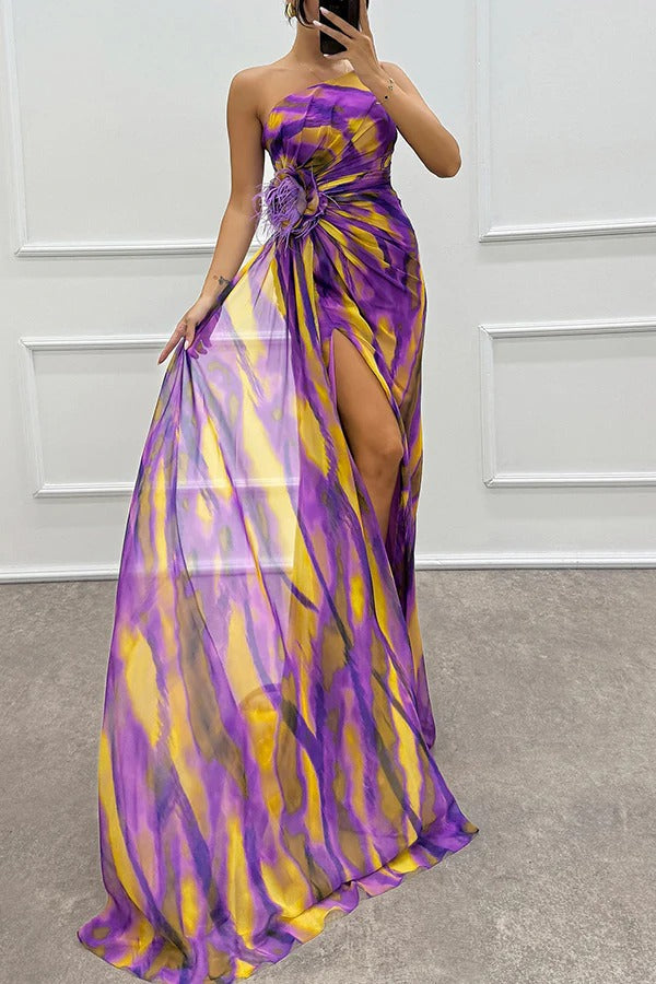 Elegant Vibrant Flowy A-Line Maxi Dress for Women's Wedding Guests