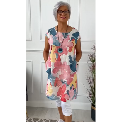 Women's Summer Dress with Lightweight Fabric and Sleeveless Design