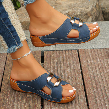 Women's Adjustable Buckle Sandals with Cushioned Support and Versatile Design