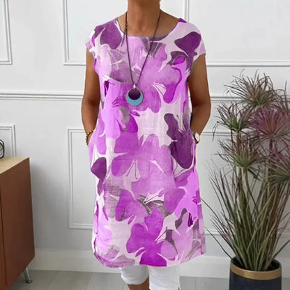 Women's Summer Dress with Lightweight Fabric and Sleeveless Design