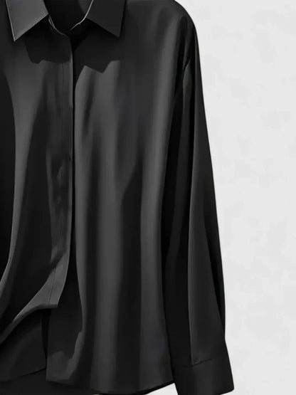 Women's Button Down Shirt with Concealed Placket and Classic Design