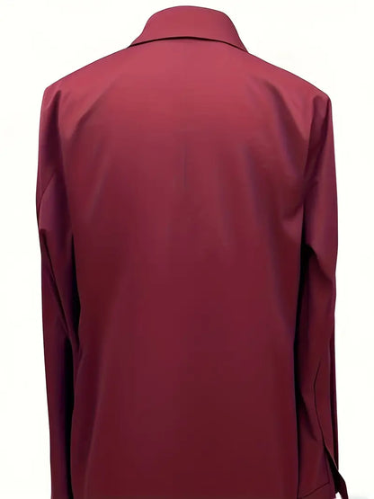 Women's V-Neck Blouse with Satin Finish and Elegant Design