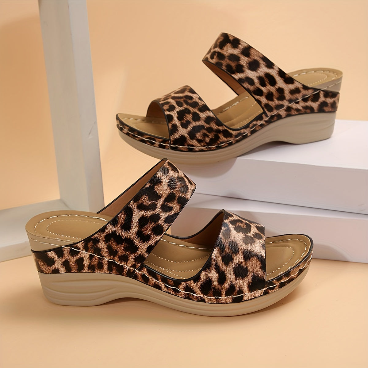 Women's Wedge Sandals with Adjustable Straps and Cushioned Insole