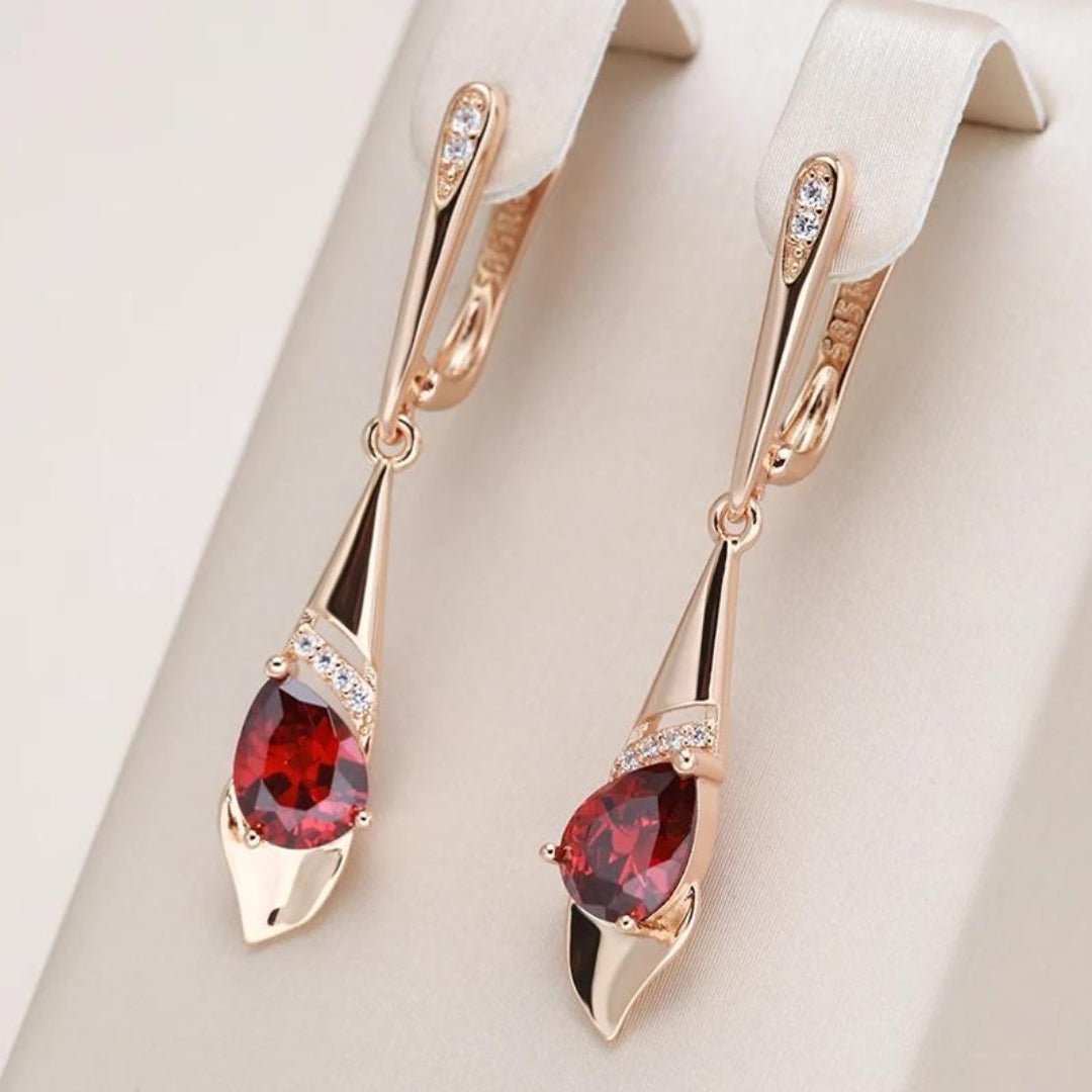 Women's Gold Pendant with Red Crystal and Classic Design