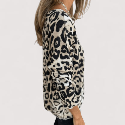 Women's Lightweight Top with Leopard Print and Breathable Fabric