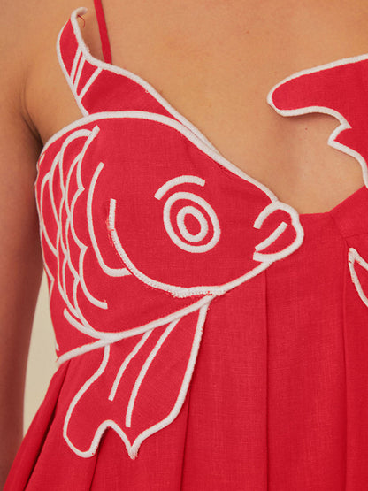 Effortlessly Elevated Embroidered Spaghetti Strap Silk Maxi Dress Flowing Silhouette