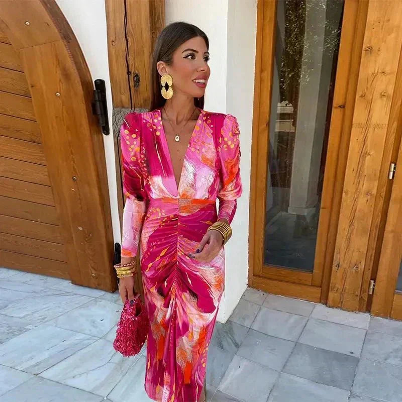 Women’s Chiffon Wrap Maxi Dress – Flattering Silhouette Wedding Guest Designer Dress