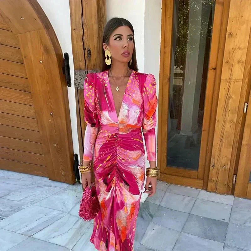 Women's Maxi Dress with Wrap Design and Evening Style