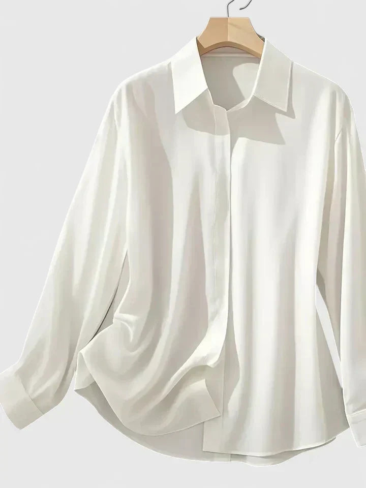 Women's Button Down Shirt with Concealed Placket and Classic Design