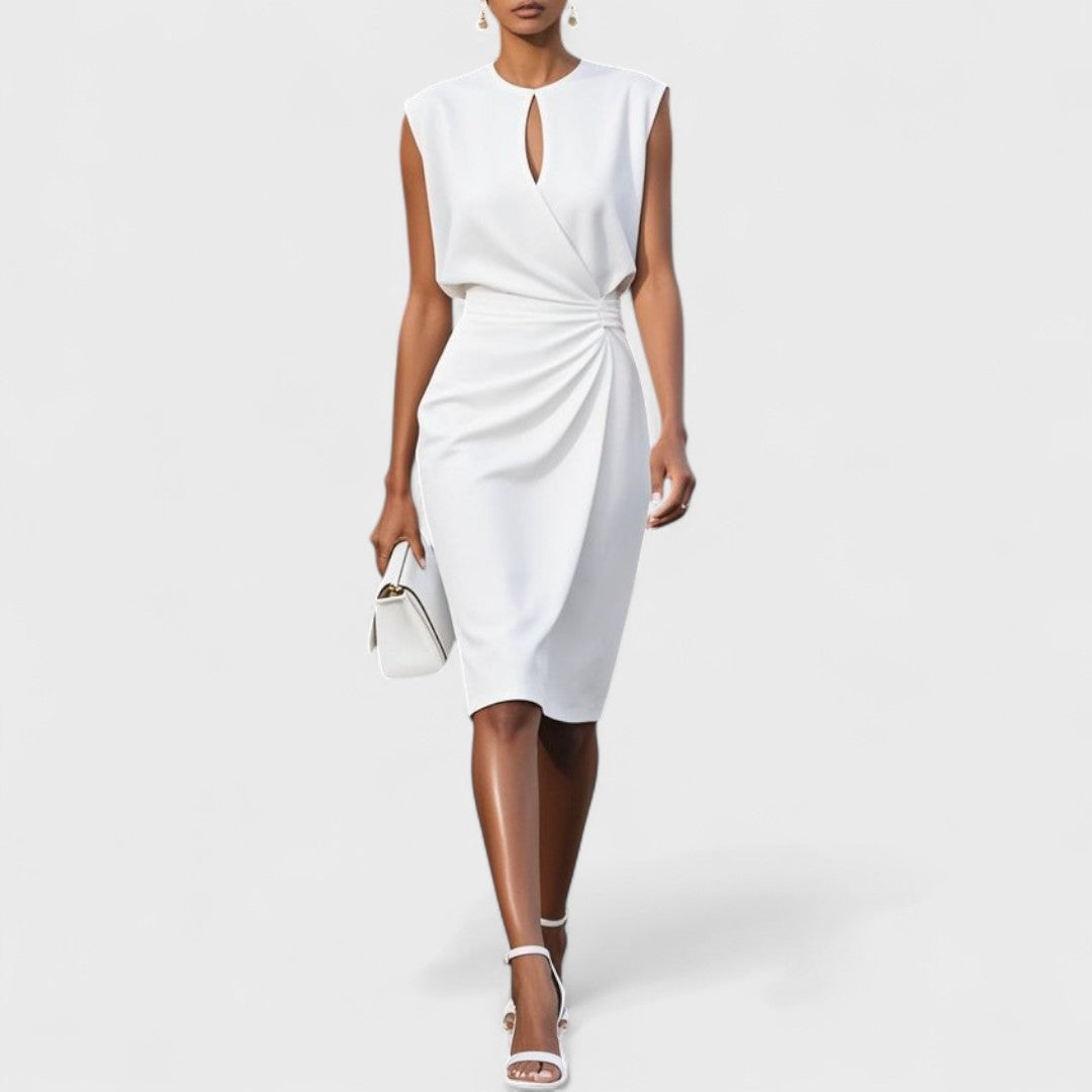 Elegant Figure Flattering Silhouette Matte Satin Crepe With Intricate Detailing Dress