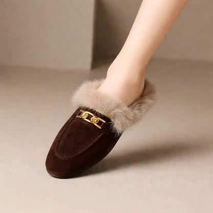 RIVIERA SUEDE FUR MULES