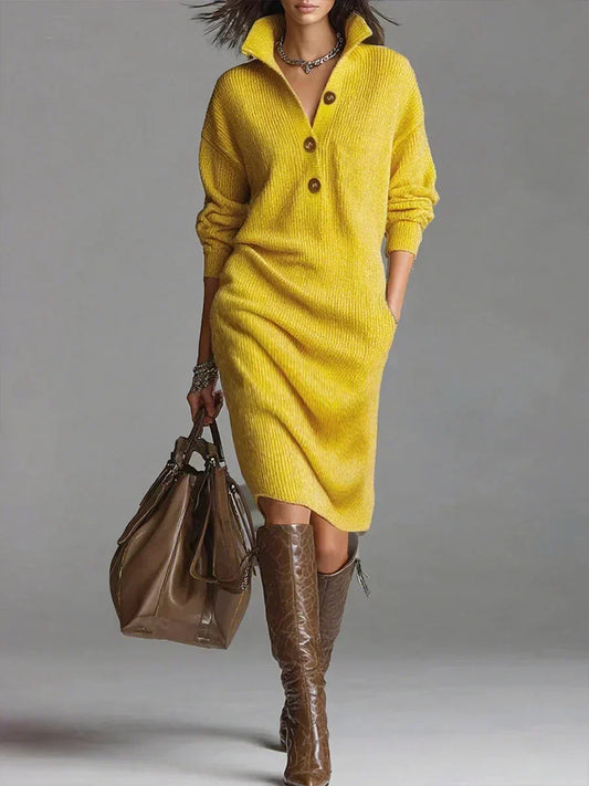 Chic Opulent Knit Breathable Velvet Textured Flattering Silhouette Sweater Dress