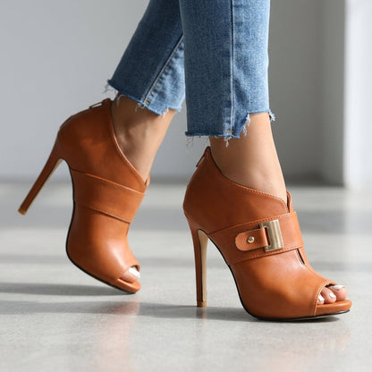 Alyssa Open Toe Buckle Heels