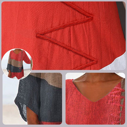 Women's Long Shirt with V-Neck and Relaxed Fit