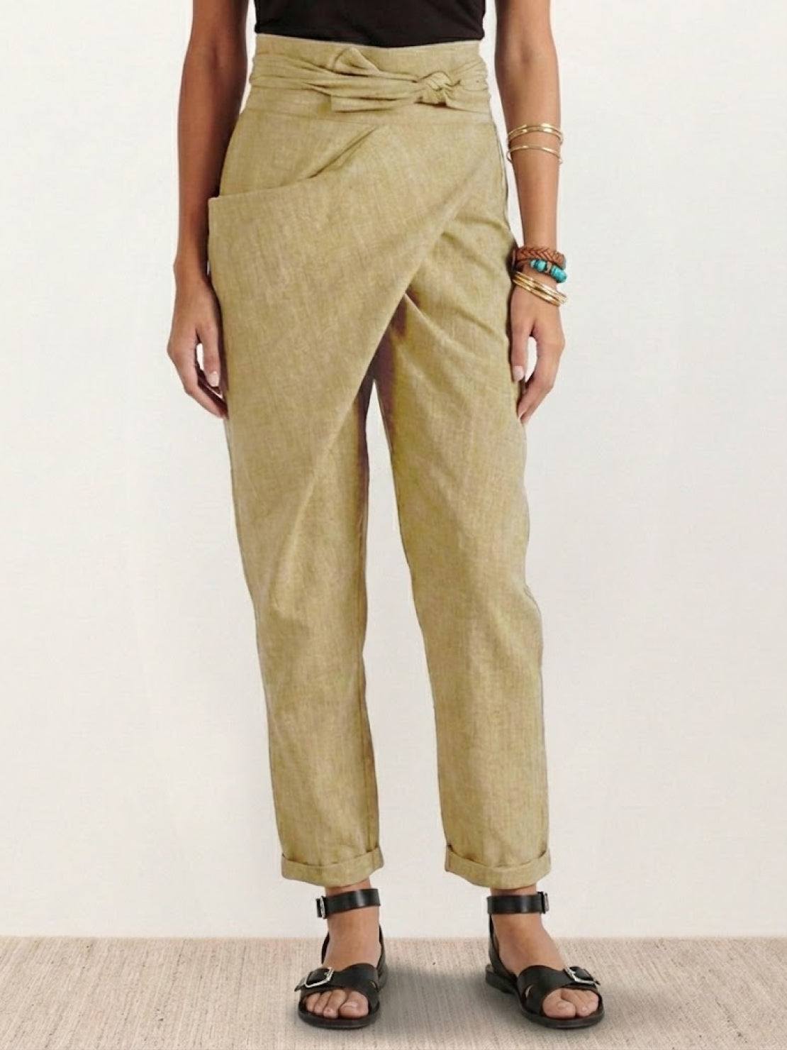 Laurel | Cropped Tapered Trousers with High Waist and Wrap Front