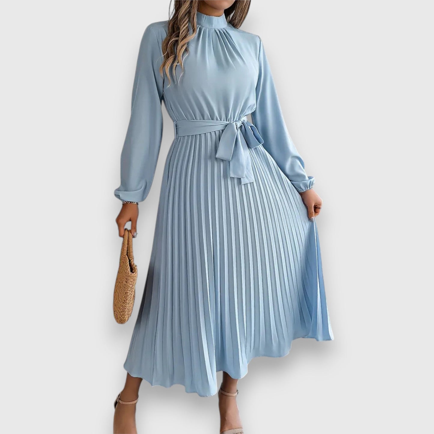 Women’s Elegant Pleated Midi Dress – Timeless Design for Occasion and Daily Wear
