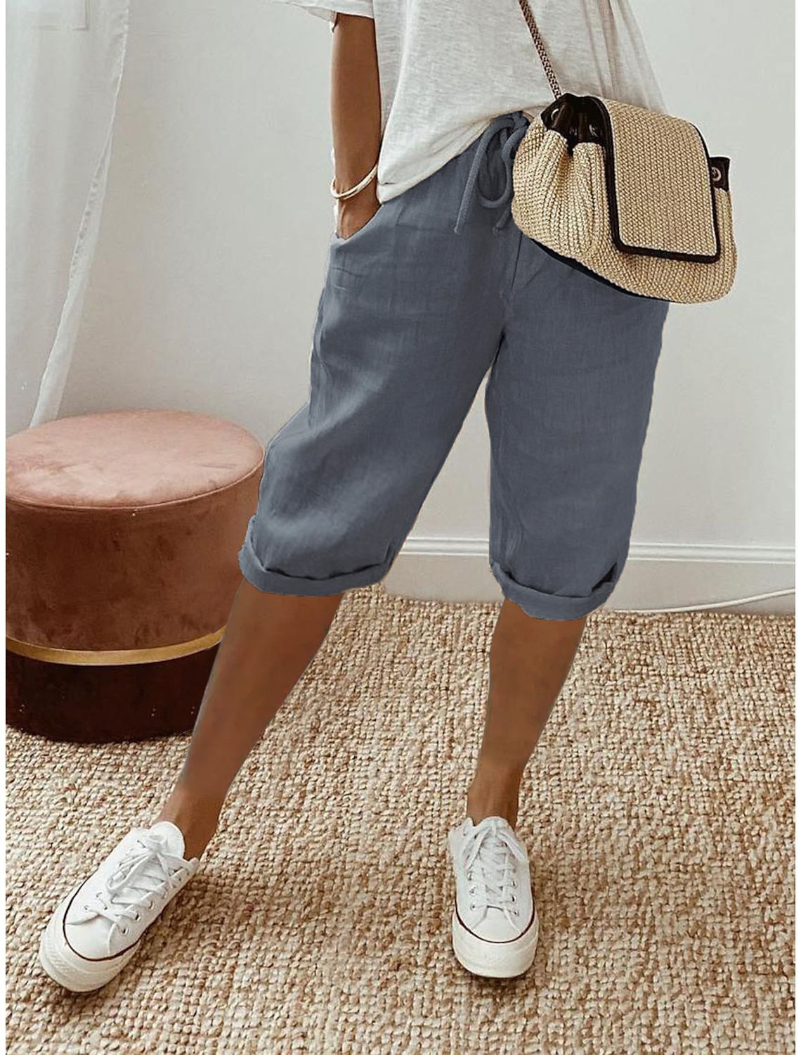 Avery | Capri Trousers with Relaxed Fit and Elastic Waist