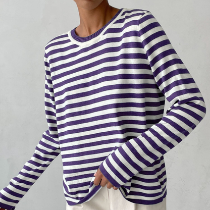 Women's Striped Summer T-Shirt with Short Sleeves and Soft Fabric