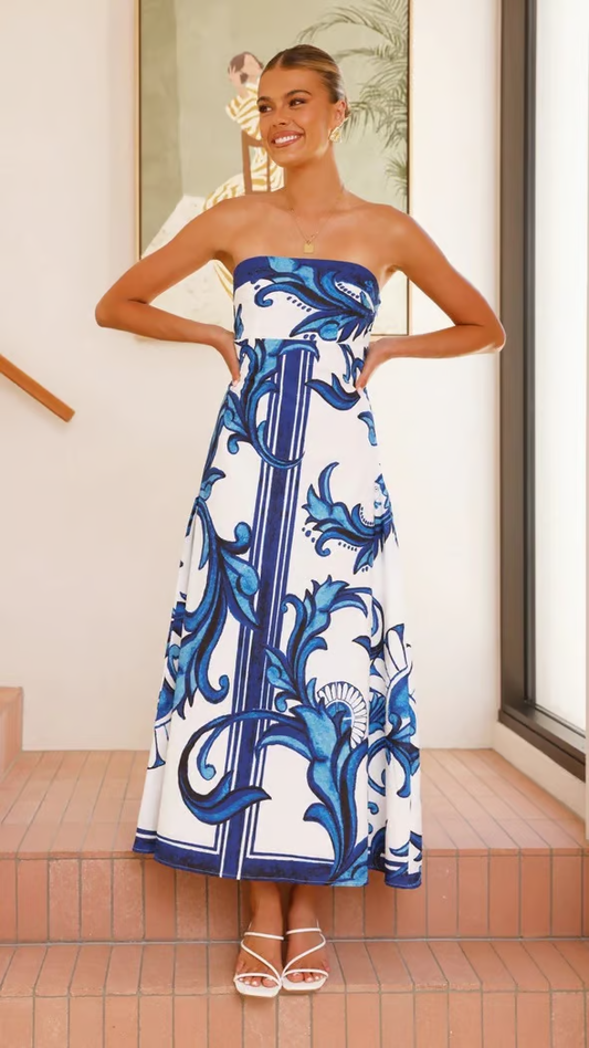 Timeless Retro Printed Floral Wedding Guest Dress With Flattering Silhouette