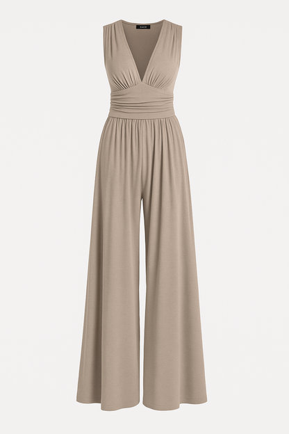 Women's Wide-Leg Jumpsuit with Stretch Fabric and Relaxed Fit