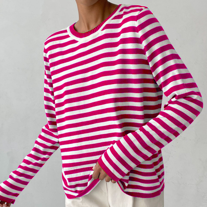 Women's Striped Summer T-Shirt with Short Sleeves and Soft Fabric